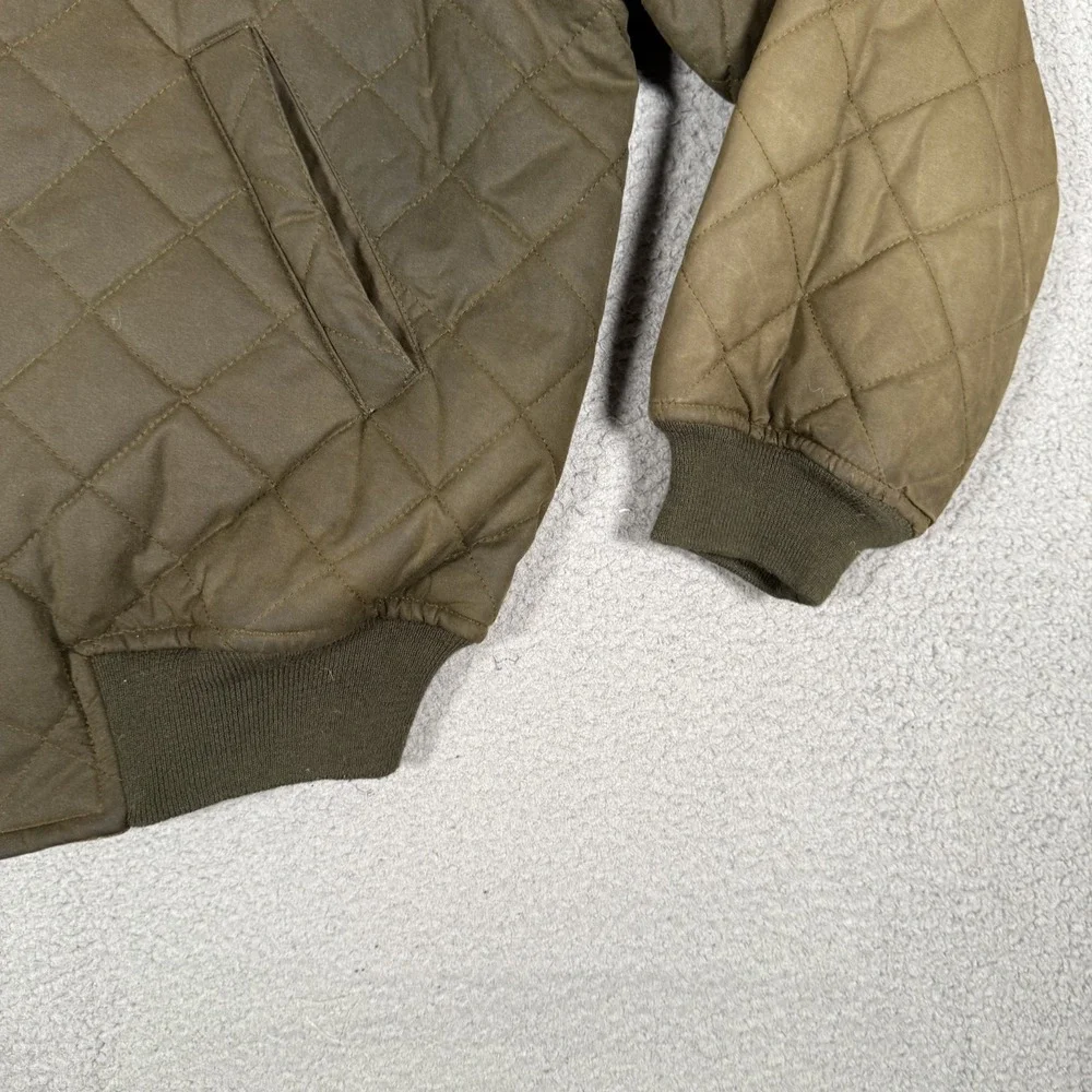Polo Ralph Lauren Jacket Mens Medium Brown Oilcloth Diamond Quilted Bomber Waxed